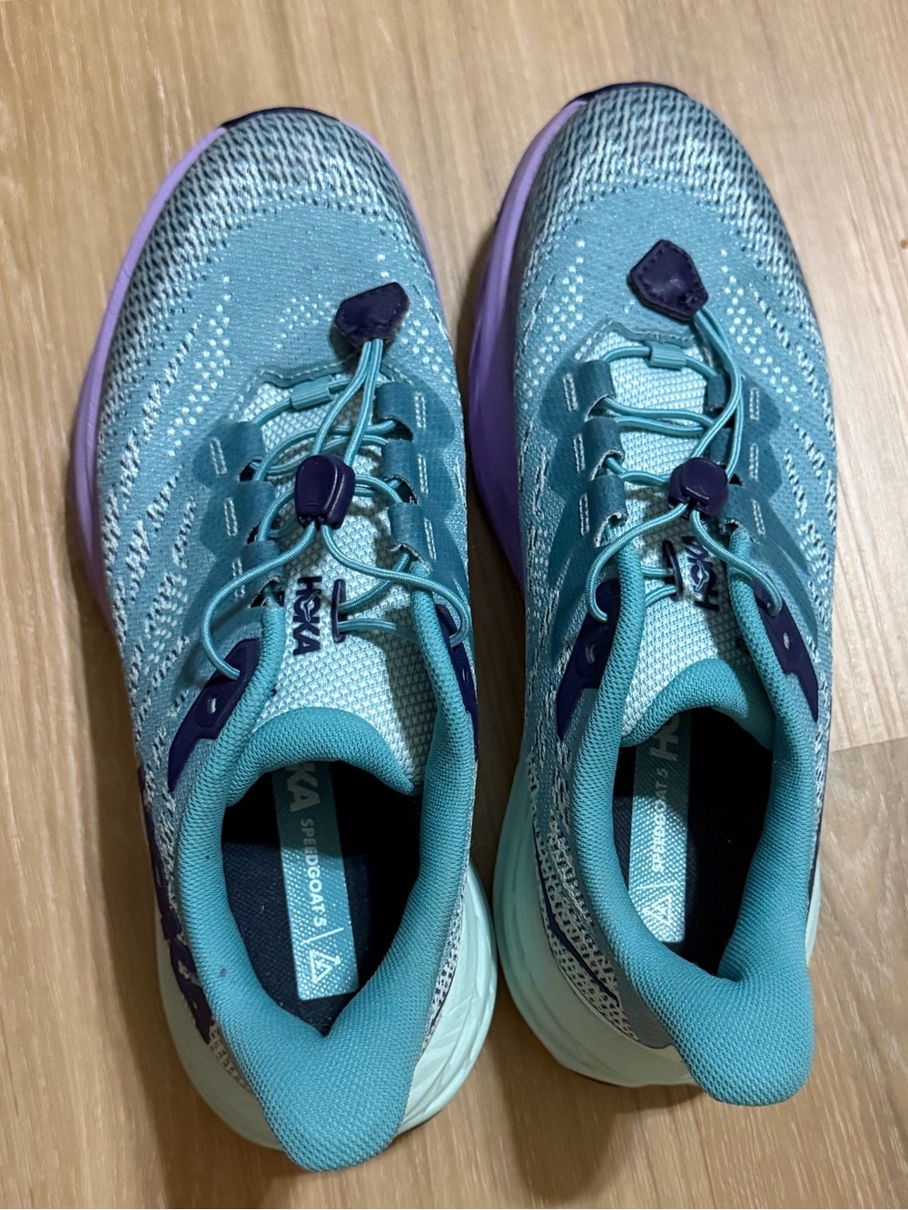 HOKA Speedgoat 5 Youth Size 6.5 Teal Purple Trail Running Shoes NWOT